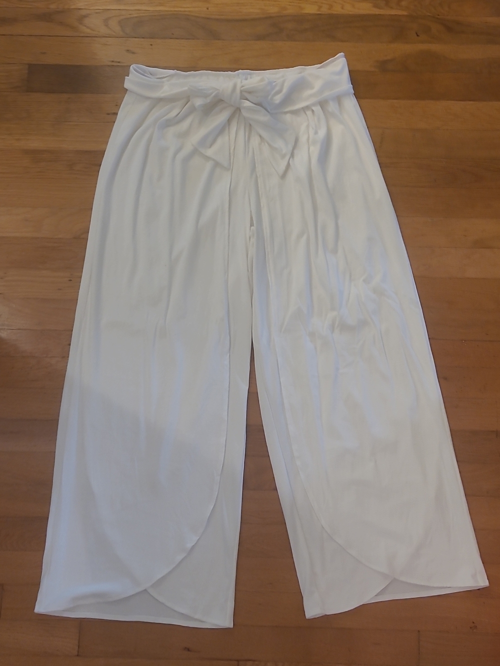 Source Unknown Cream Wrap-Front Wide Leg Pants